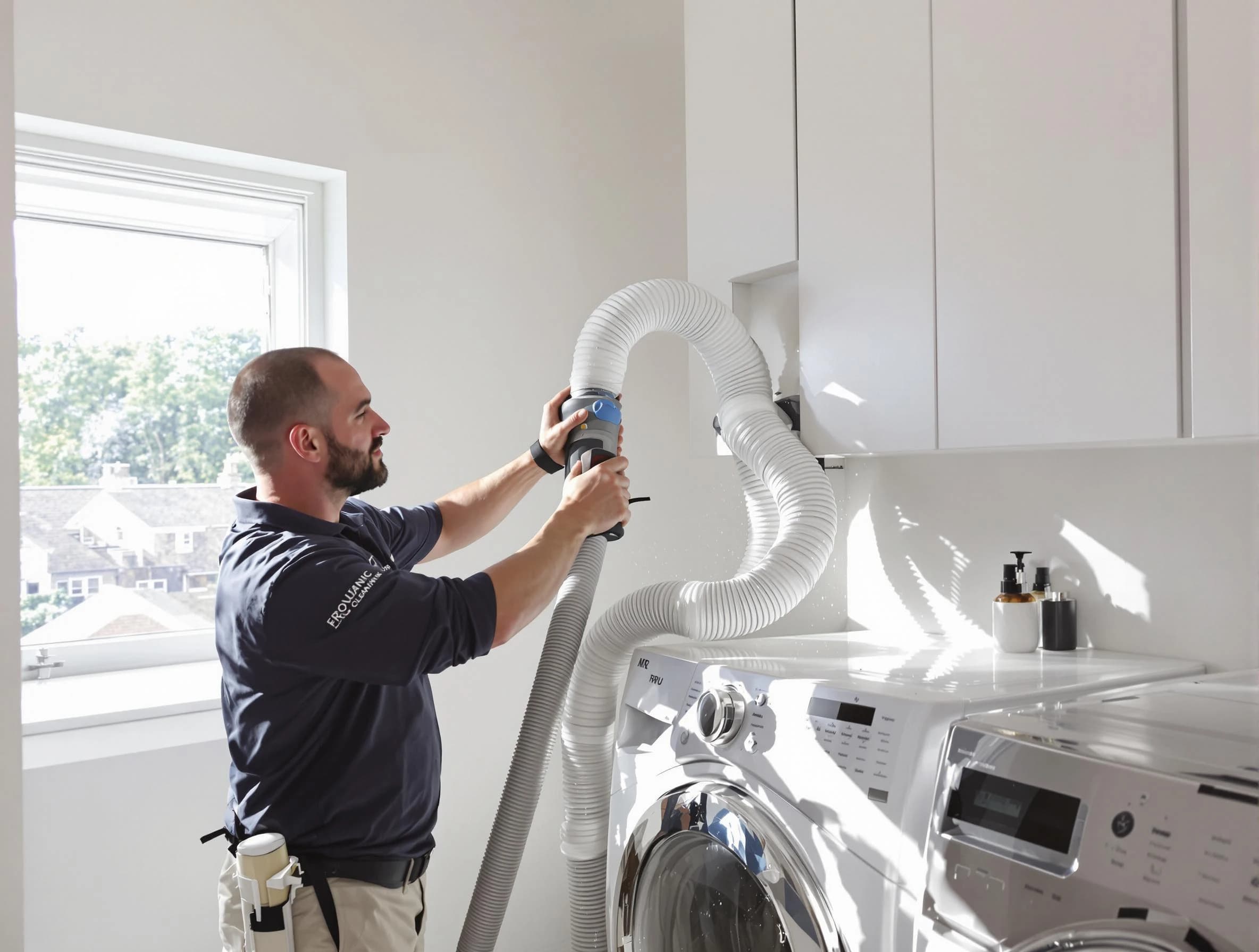 Certified McKeesport Dryer Vent Cleaning technician performing dryer vent cleaning in McKeesport