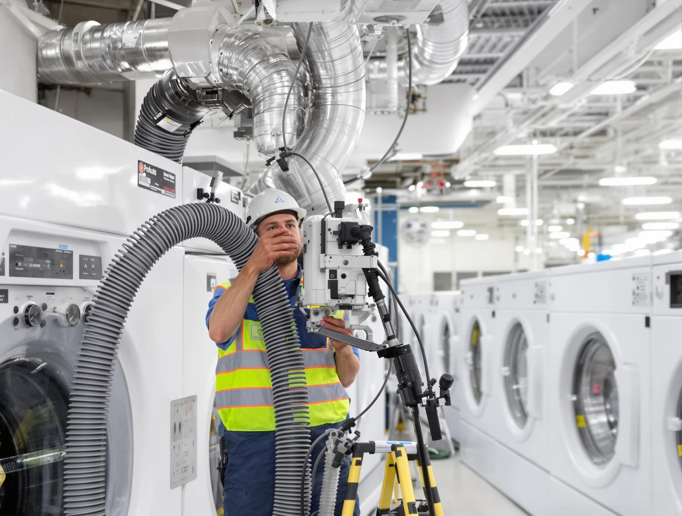 McKeesport Dryer Vent Cleaning team performing commercial-grade dryer vent cleaning at a business facility in McKeesport